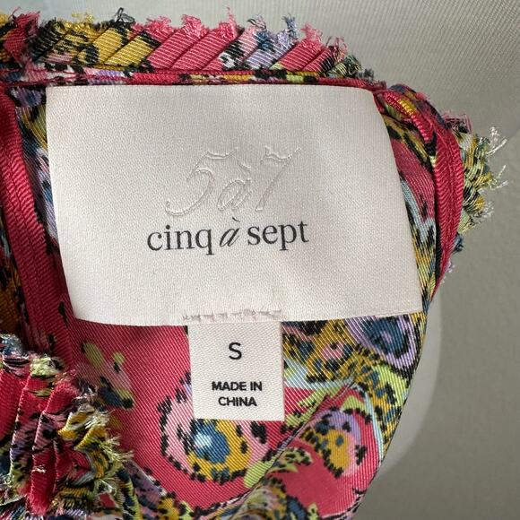 Cinq a Sept Womens Sofie Paisley Print Ruffle Hem Tank Top Size Small - Picture 4 of 10